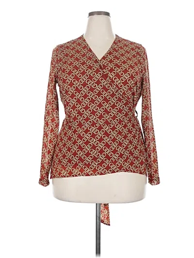 Pre-owned Cabi Long Sleeve Blouse In Brown
