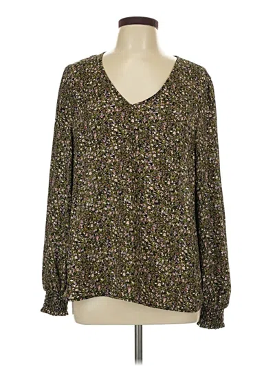 Pre-owned Cabi Long Sleeve Blouse In Brown