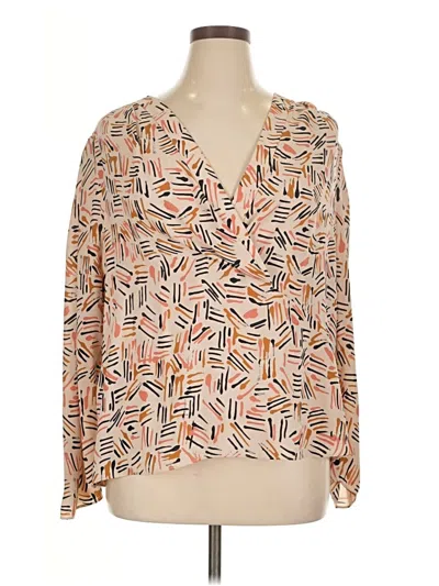 Pre-owned Cabi Long Sleeve Blouse In Brown