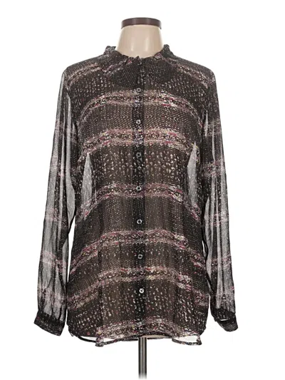 Pre-owned Cabi Long Sleeve Blouse In Brown