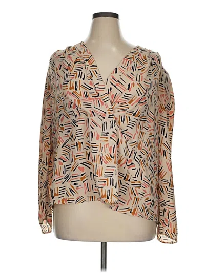 Pre-owned Cabi Long Sleeve Blouse In Brown