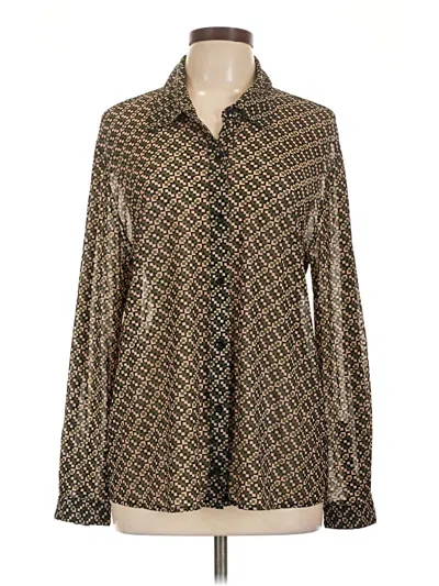 Pre-owned Cabi Long Sleeve Blouse In Brown