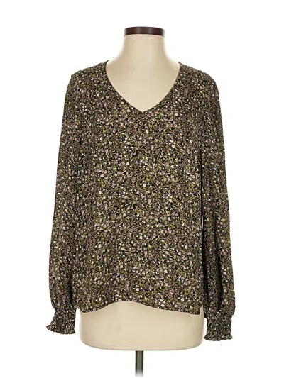 Pre-owned Cabi Long Sleeve Blouse In Brown