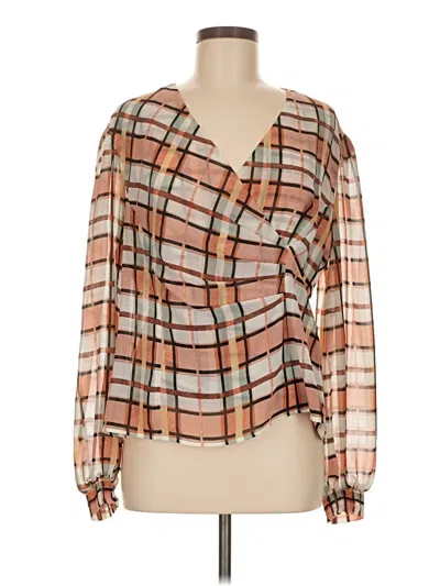 Pre-owned Cabi Long Sleeve Blouse In Brown