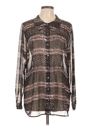 Pre-owned Cabi Long Sleeve Blouse In Brown