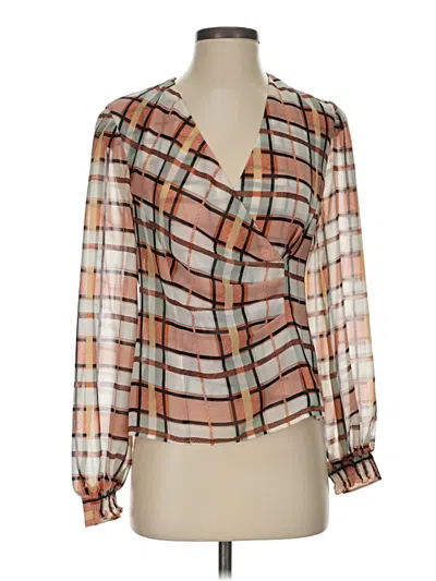 Pre-owned Cabi Long Sleeve Blouse In Brown