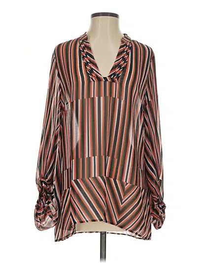 Pre-owned Cabi Long Sleeve Blouse In Brown