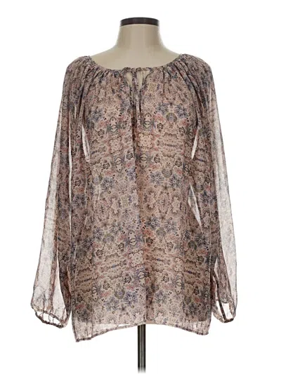 Pre-owned Cabi Long Sleeve Blouse In Brown