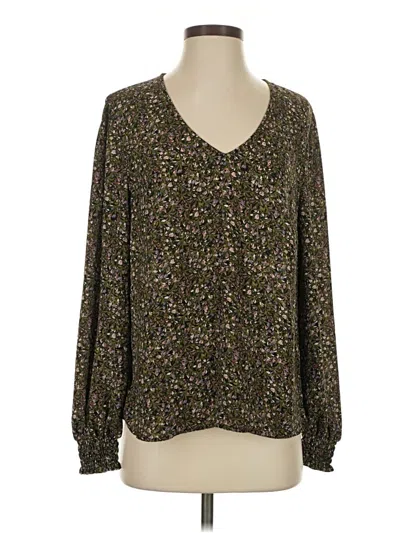 Pre-owned Cabi Long Sleeve Blouse In Brown