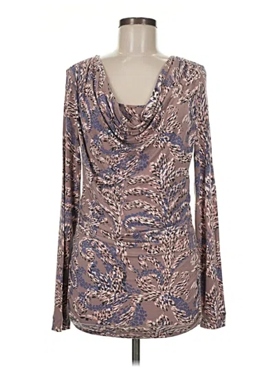 Pre-owned Cabi Long Sleeve Blouse In Brown