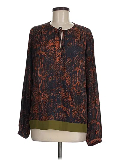 Pre-owned Cabi Long Sleeve Blouse In Brown