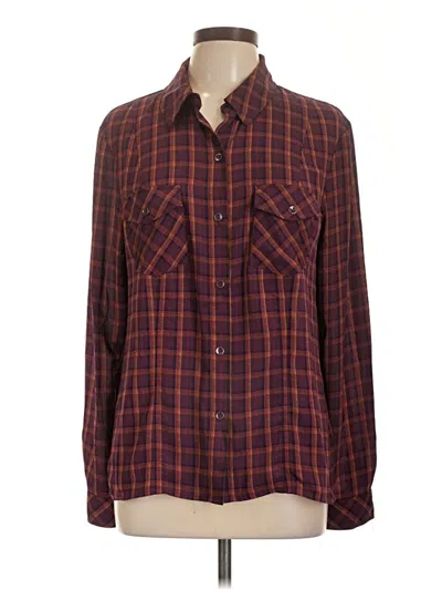 Pre-owned Cabi Long Sleeve Blouse In Brown