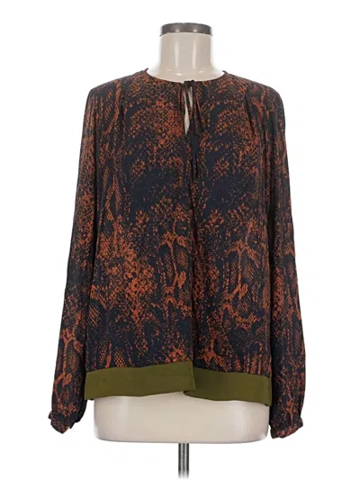 Pre-owned Cabi Long Sleeve Blouse In Brown