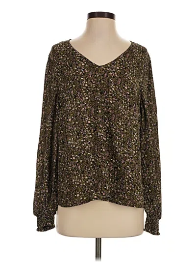Pre-owned Cabi Long Sleeve Blouse In Brown