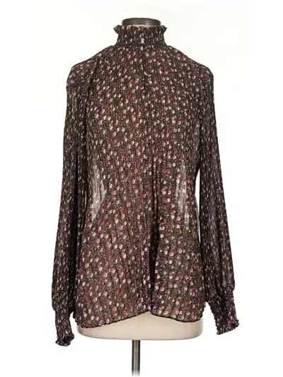Pre-owned Cabi Long Sleeve Blouse In Brown