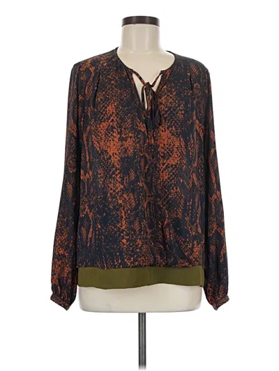Pre-owned Cabi Long Sleeve Blouse In Brown