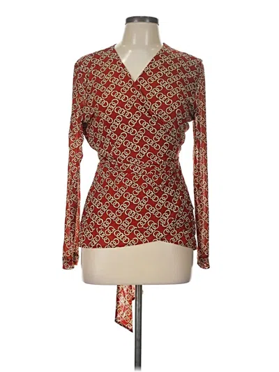 Pre-owned Cabi Long Sleeve Blouse In Brown