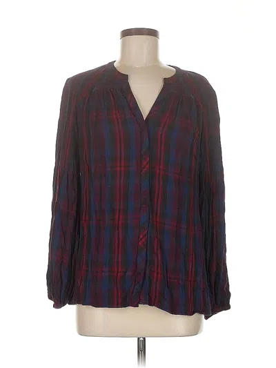 Pre-owned Cabi Long Sleeve Blouse In Burgundy