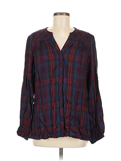 Pre-owned Cabi Long Sleeve Blouse In Burgundy