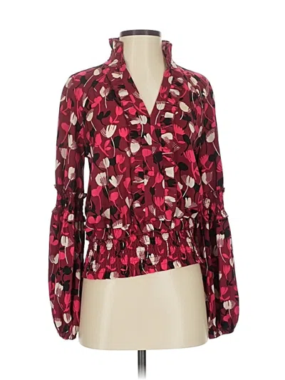 Pre-owned Cabi Long Sleeve Blouse In Burgundy