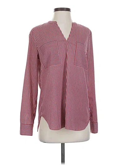 Pre-owned Cabi Long Sleeve Blouse In Burgundy