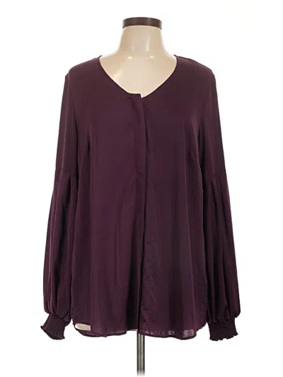 Pre-owned Cabi Long Sleeve Blouse In Burgundy