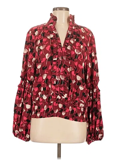 Pre-owned Cabi Long Sleeve Blouse In Burgundy