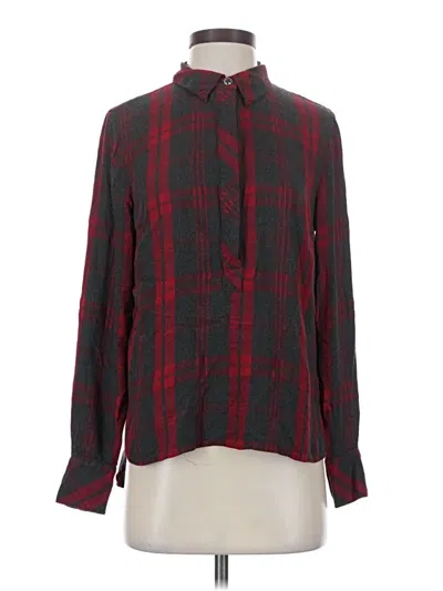 Pre-owned Cabi Long Sleeve Blouse In Burgundy