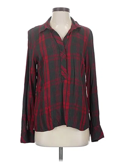 Pre-owned Cabi Long Sleeve Blouse In Burgundy