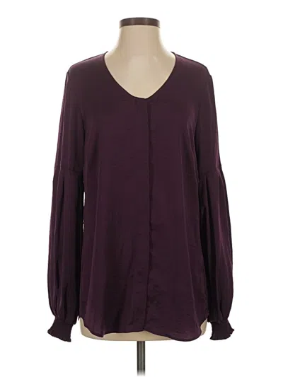 Pre-owned Cabi Long Sleeve Blouse In Burgundy