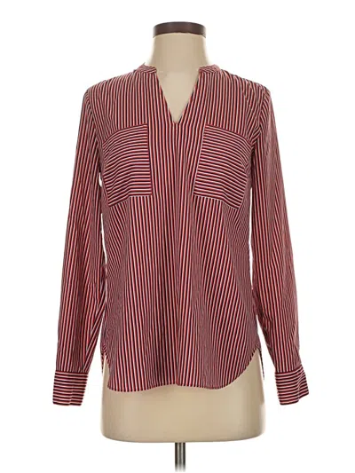 Pre-owned Cabi Long Sleeve Blouse In Burgundy