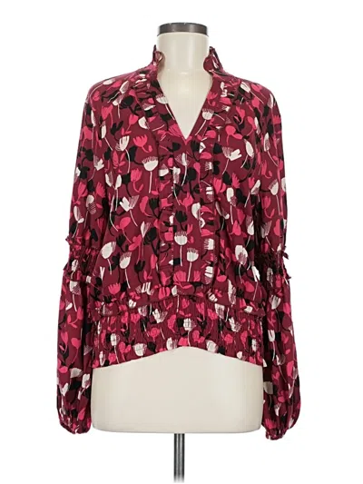 Pre-owned Cabi Long Sleeve Blouse In Burgundy