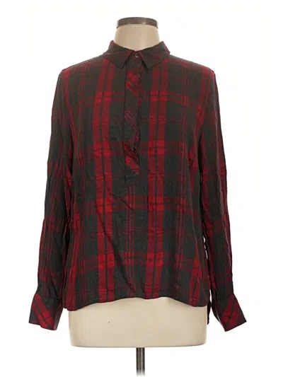 Pre-owned Cabi Long Sleeve Blouse In Burgundy