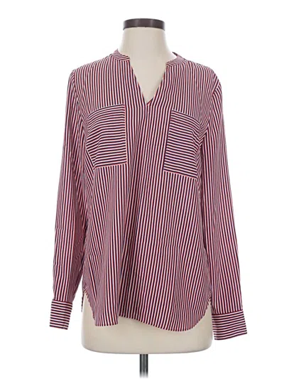 Pre-owned Cabi Long Sleeve Blouse In Burgundy