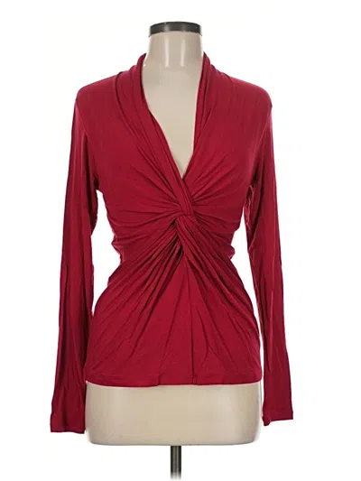 Pre-owned Cabi Long Sleeve Blouse In Burgundy