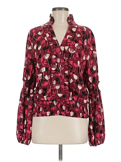 Pre-owned Cabi Long Sleeve Blouse In Burgundy