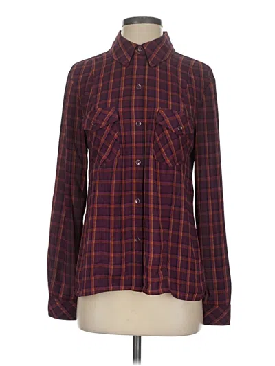 Pre-owned Cabi Long Sleeve Blouse In Burgundy