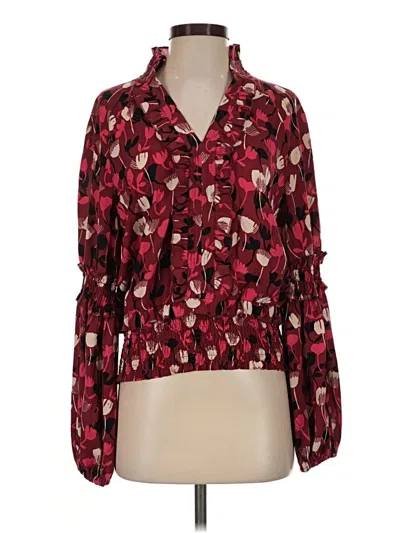 Pre-owned Cabi Long Sleeve Blouse In Burgundy