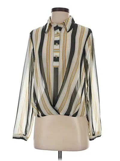 Pre-owned Cabi Long Sleeve Blouse In Gold
