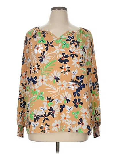 Pre-owned Cabi Long Sleeve Blouse In Gold
