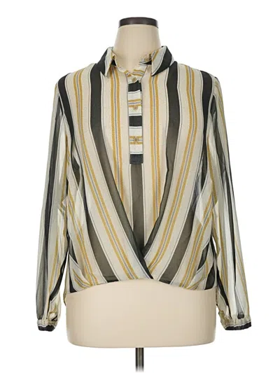 Pre-owned Cabi Long Sleeve Blouse In Gold