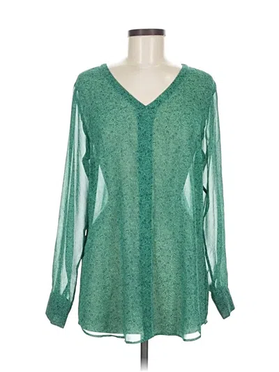 Pre-owned Cabi Long Sleeve Blouse In Green