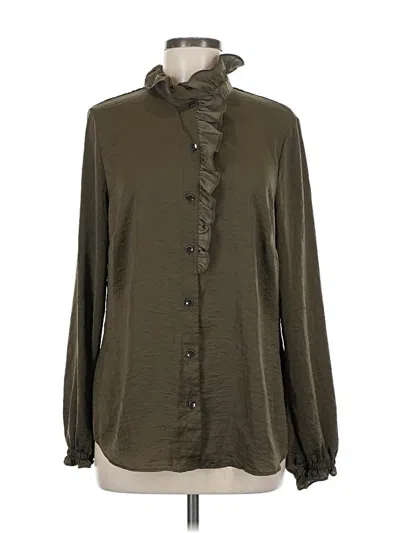 Pre-owned Cabi Long Sleeve Blouse In Green
