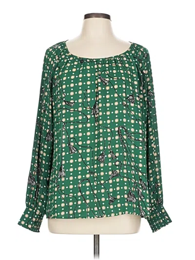 Pre-owned Cabi Long Sleeve Blouse In Green