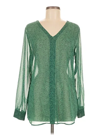 Pre-owned Cabi Long Sleeve Blouse In Green