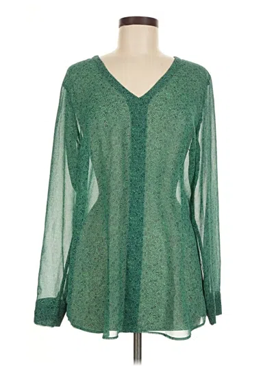 Pre-owned Cabi Long Sleeve Blouse In Green