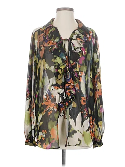 Pre-owned Cabi Long Sleeve Blouse In Green