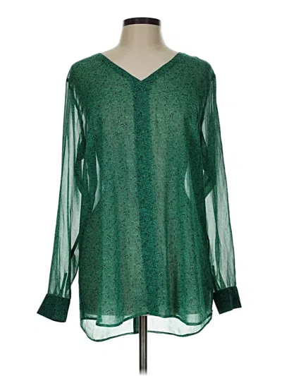 Pre-owned Cabi Long Sleeve Blouse In Green