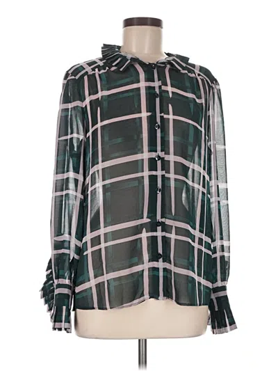 Pre-owned Cabi Long Sleeve Blouse In Green