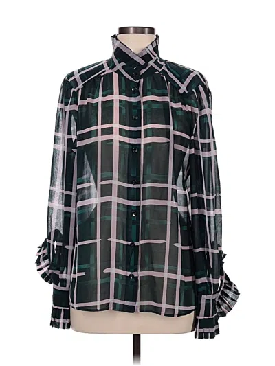 Pre-owned Cabi Long Sleeve Blouse In Green
